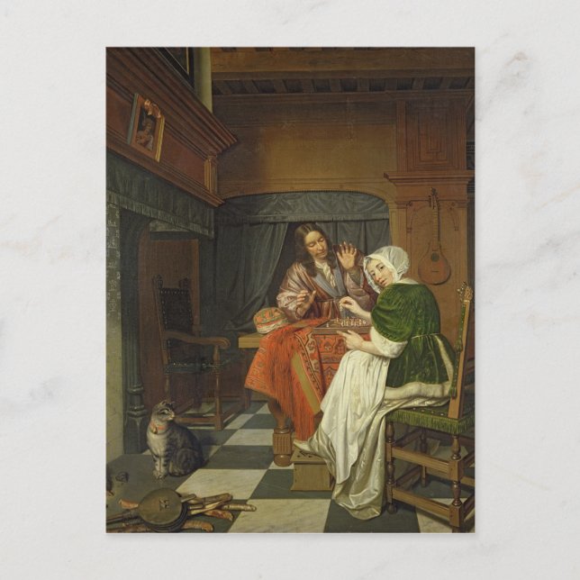 Die Schachspieler, c.1670 Postkarte (Vorderseite)