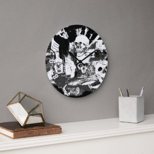 Die Schädel haben es - Halloween-Design Große Wanduhr
