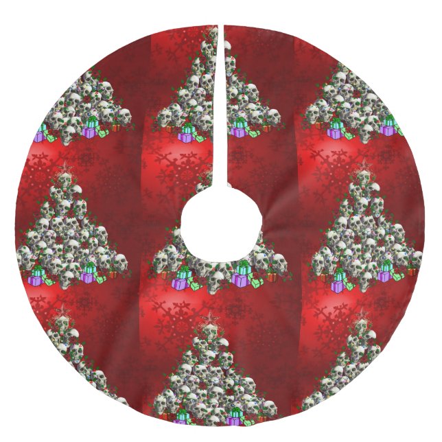 Die Schädel von Weihnachten Polyester Weihnachtsbaumdecke (Vorderseite)