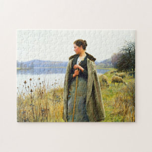 Die Schäferin Kunst von Daniel Ridgway Knight Puzzle