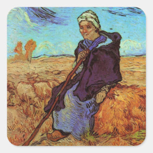 Die Schäferin (nach Millet) von Vincent van Gogh Quadratischer Aufkleber