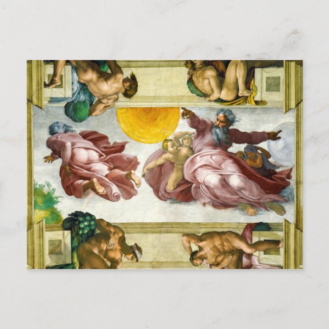 Die Schaffung der Sonne durch Michelangelo Postkarte (Vorderseite)