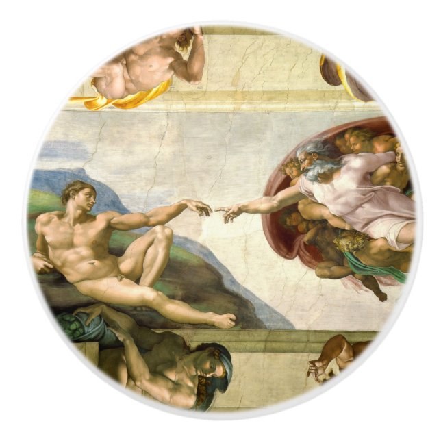 Die Schaffung von Adam durch Michelangelo-schöne Keramikknauf (Vorderseite)
