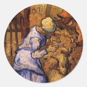 Die Schafscherer (nach Millet) von Vincent van Gog Runder Aufkleber