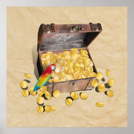 Die Schatztruhe der Piraten auf dem Papier Poster