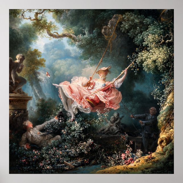 Die Schaukel von Jean-Honoré Fragonard Poster (Vorne)
