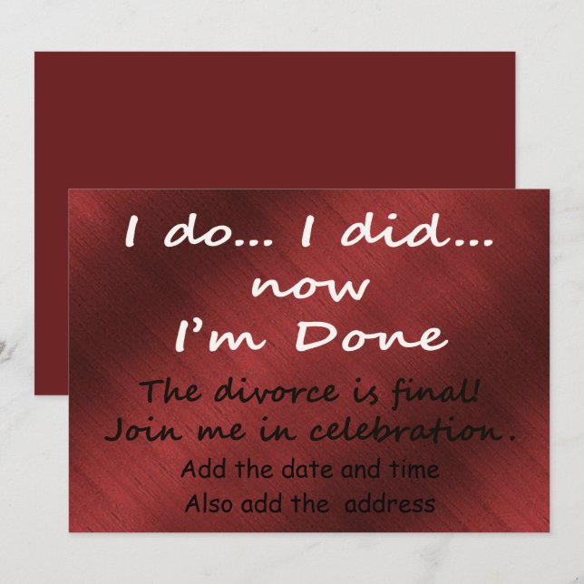 Die Scheidung ist endgültig Einladung (Vorne/Hinten)