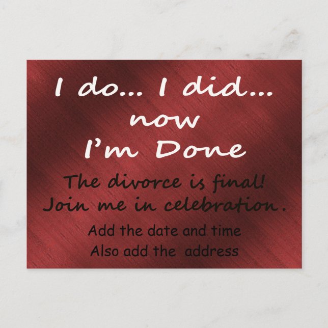 Die Scheidung ist endgültig Postkarte (Vorderseite)