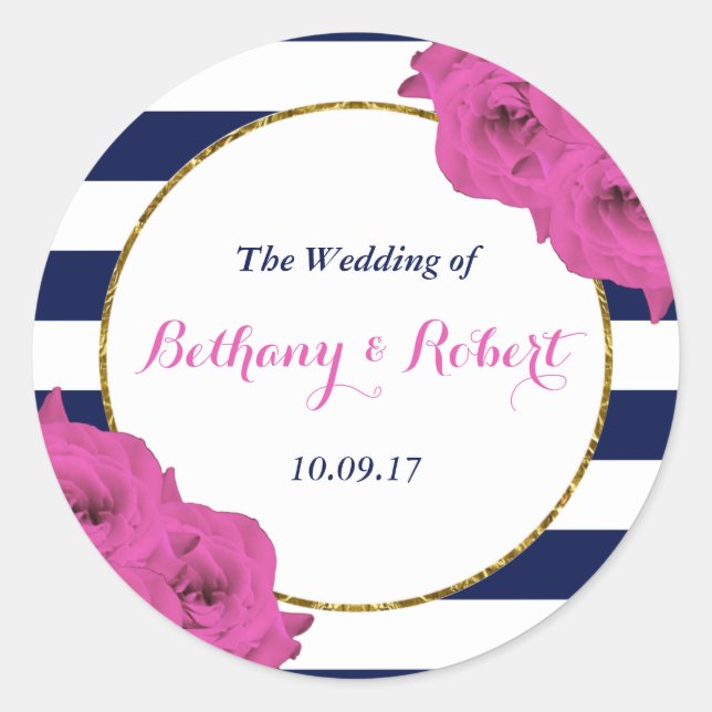 Die schicke, moderne Luxus-Hochzeitskollektion Ros Runder Aufkleber (Vorderseite)