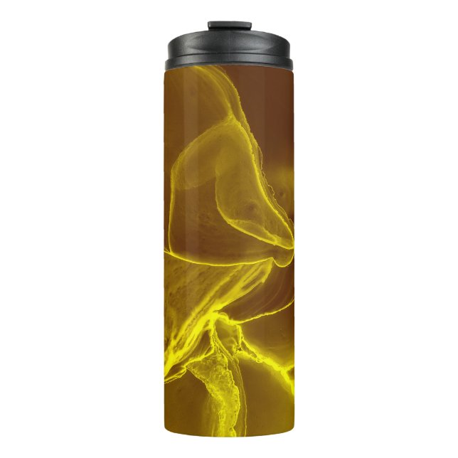 Die schimmernde, lila und goldene Paillette Thermosbecher (Vorderseite)