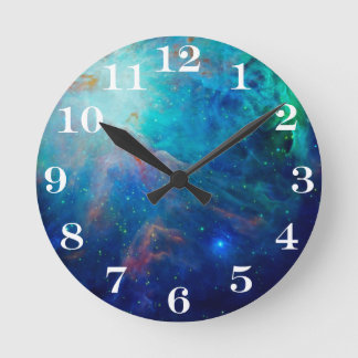 Die schimmernde NASA Blau Orions-Nebelflecks Runde Wanduhr