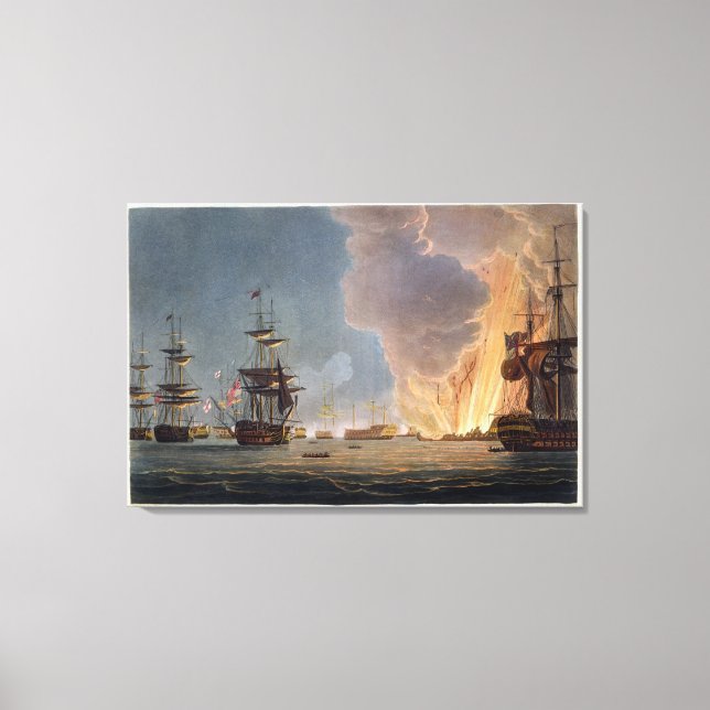 Die Schlacht am Nil, 1. August 1798, graviert Leinwanddruck (Vorderseite)