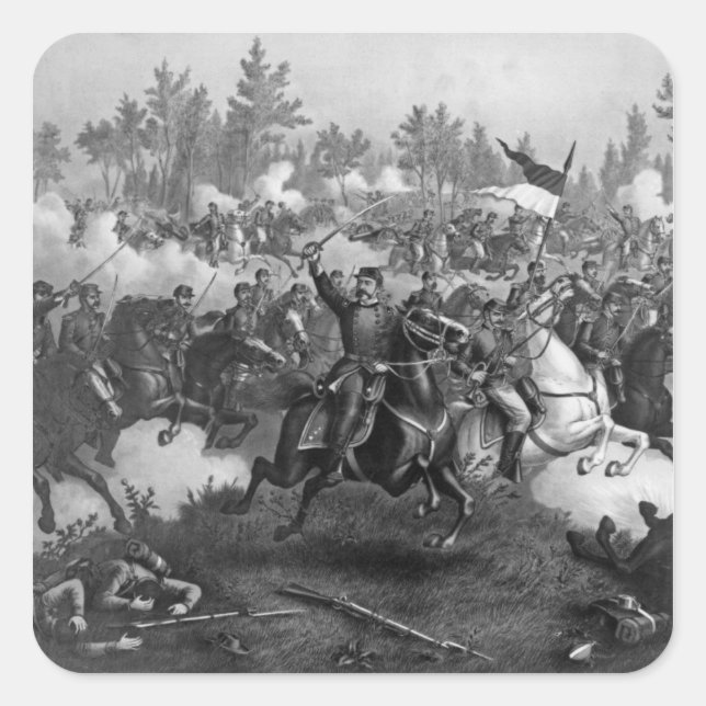 Die Schlacht um Cedar Creek Quadratischer Aufkleber (Vorderseite)