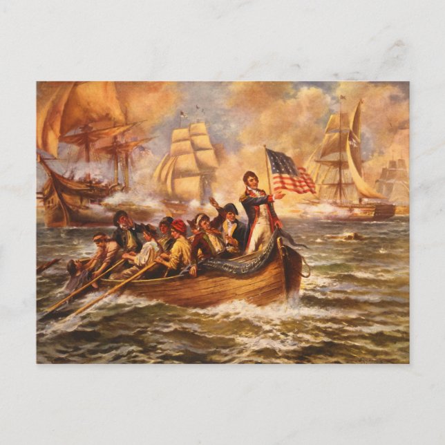 Die Schlacht um den Erie-See von Percy Moran Postkarte (Vorderseite)