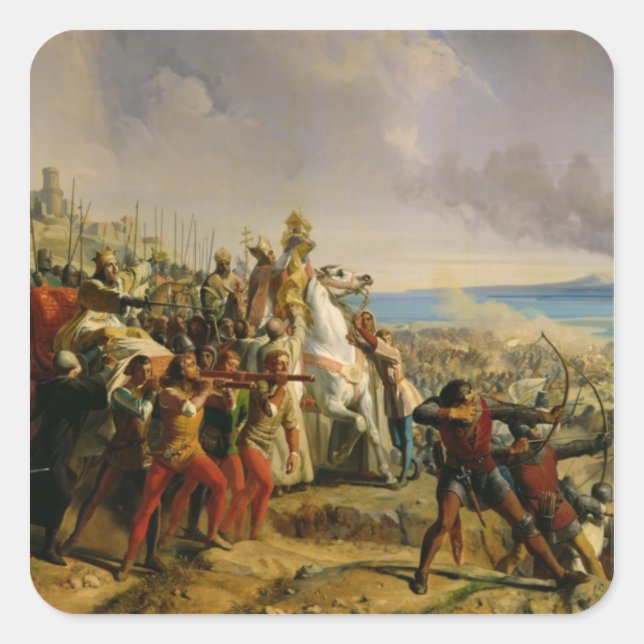 Die Schlacht um Montgisard Quadratischer Aufkleber (Vorderseite)