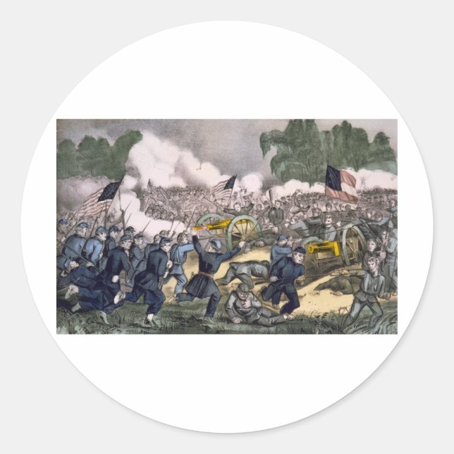 Die Schlacht von Gettysburg, Pa. 3. Juli 1863 Runder Aufkleber (Vorderseite)