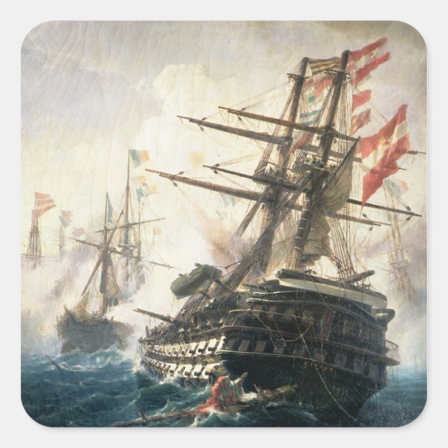 Die Schlacht von Lissa Quadratischer Aufkleber (Vorderseite)