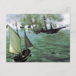Die Schlacht zwischen der Kearsarge und der Alabam Postkarte