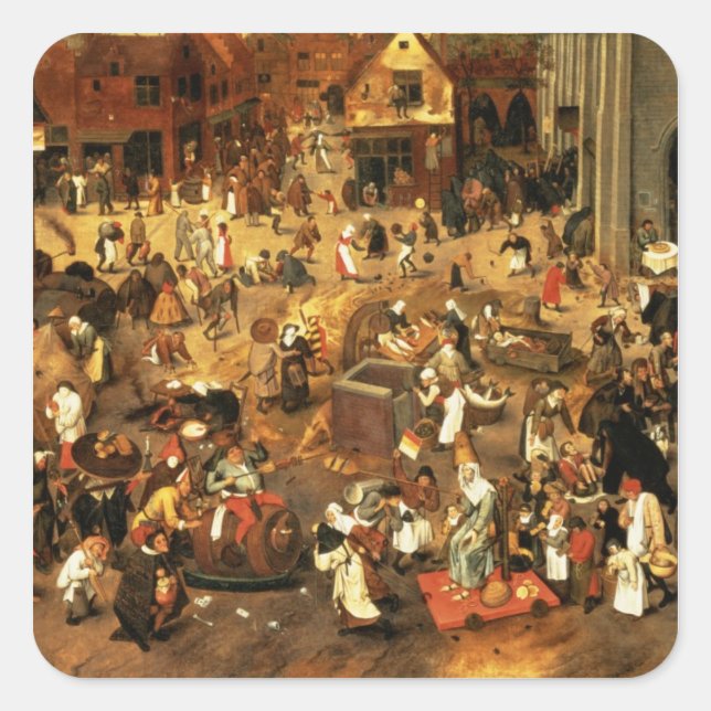 Die Schlacht zwischen Karneval und Lent Quadratischer Aufkleber (Vorderseite)