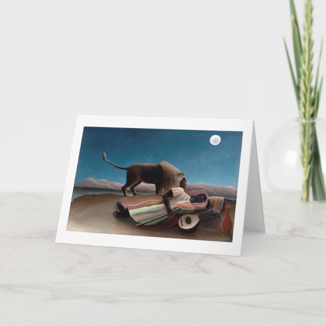 Die schlafende Sinti und Roma, Henri Rousseau Karte (Vorderseite)