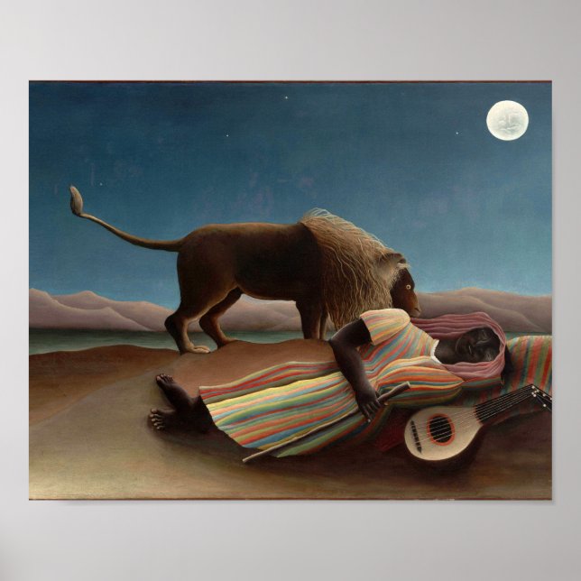 Die schlafende Sinti und Roma, Henri Rousseau Poster (Vorne)