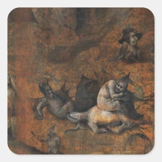Die Schlechtigkeit der Menschheit vor der Flut Quadratischer Aufkleber (Vorderseite)