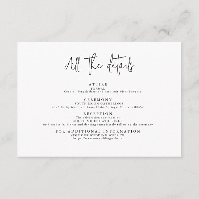 Die schlichten, modernen Schwarz-Weiß-Elemente sin Begleitkarte (Vorderseite)