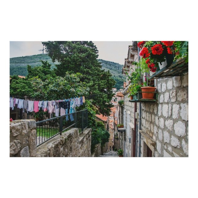 Die schmale Steinstraße in Dubrovnik Fotodruck (Vorne)