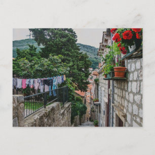 Die schmale Steinstraße in Dubrovnik Postkarte