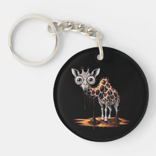 Die schmelzende Giraffe Lustige surrealistische Ku Schlüsselanhänger