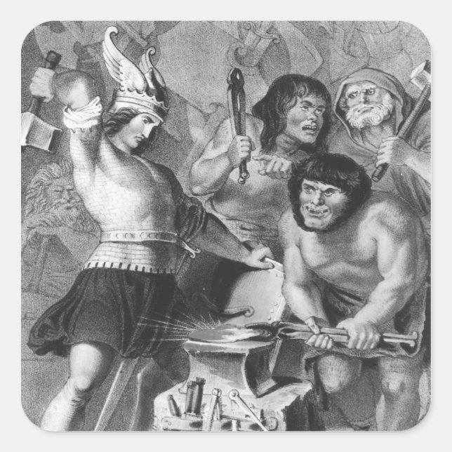 Die Schmiede des Vulkans Quadratischer Aufkleber (Vorderseite)