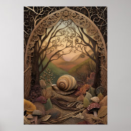 Die Schnecke | Sonnige Herbstwaldkunst Poster