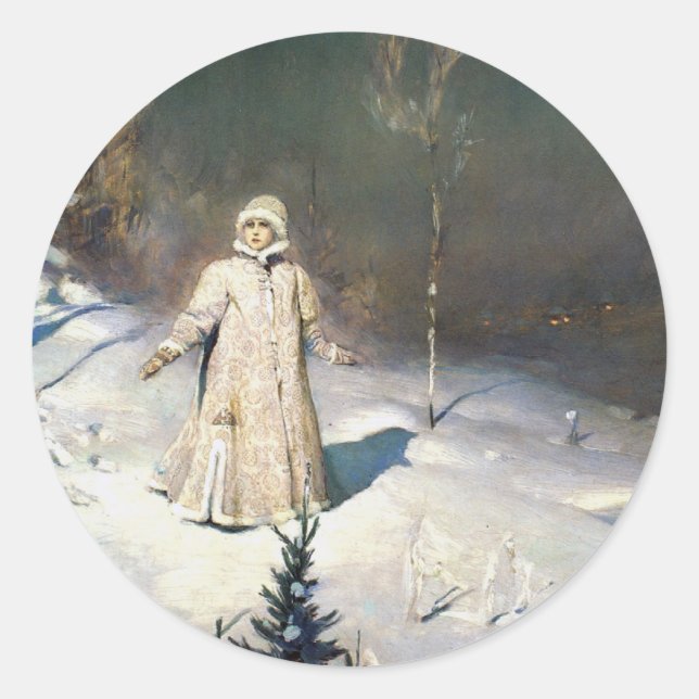 Die Schnee-Maiden-Fantasie Runder Aufkleber (Vorderseite)