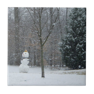 Die Schneemann-Winterszene des Nachbarn Fliese