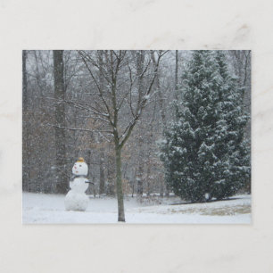 Die Schneemann-Winterszene des Nachbarn Postkarte