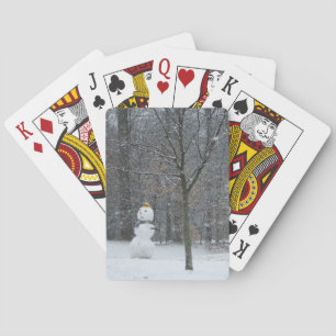Die Schneemann-Winterszene des Nachbarn Spielkarten