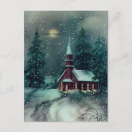 Die Schneeszene der Kirche Vintag Art Postkarte