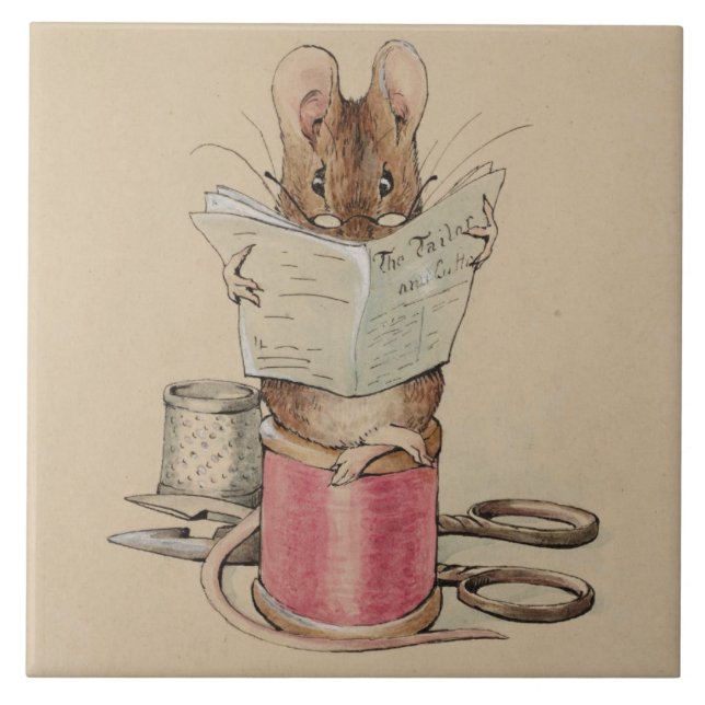 Die Schneidermäuse (von Beatrix Potter) Fliese (Vorderseite)