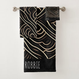 Die Schnitte Stilholz Monochrom Modernes Muster Badhandtuch Set