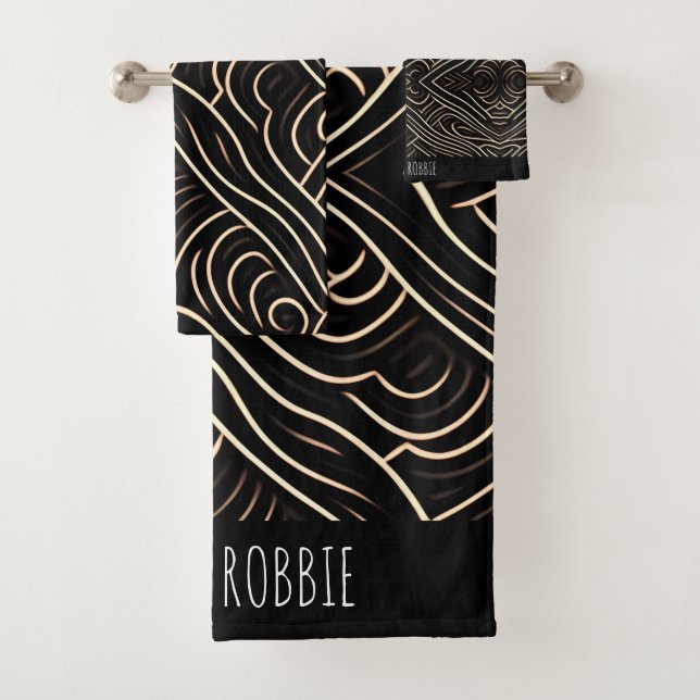 Die Schnitte Stilholz Monochrom Modernes Muster Badhandtuch Set (Insitu)