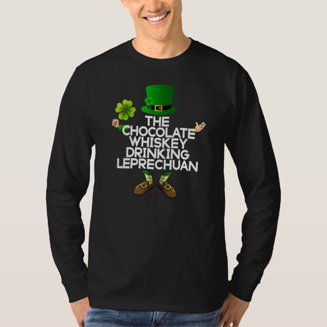 Die Schokolade Whiskey Drink Leprechuan Funny St. T-Shirt (Vorderseite)