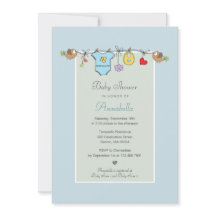 Die schöne blaue Wäscheleine bringt eine Babydusch