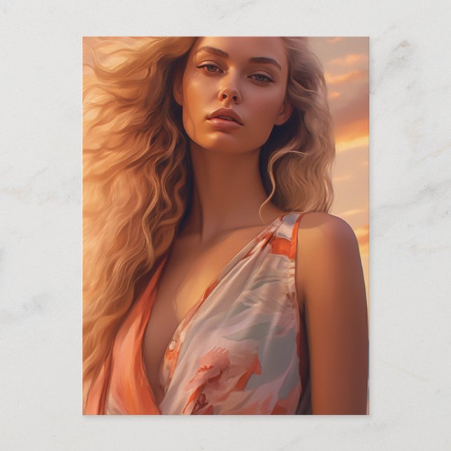 Die schöne Blonde Postkarte (Vorderseite)