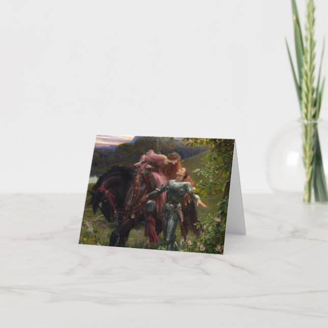 Die schöne Dame ohne Gnade von Frank Dicksee Dankeskarte (Vorderseite)