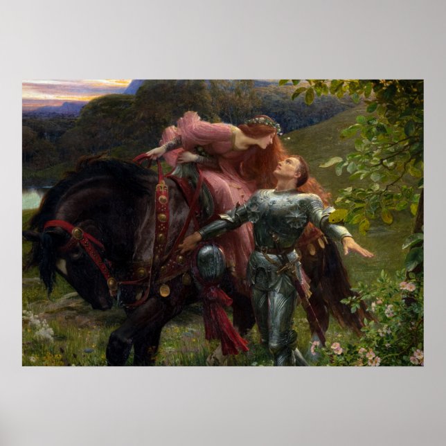 Die schöne Dame ohne Gnade von Frank Dicksee Poster (Vorne)