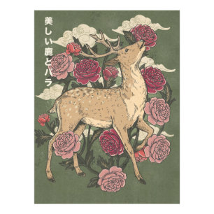 Die schöne Hirsch und Rosen Fotodruck