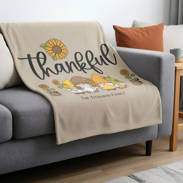 Die schöne kleine Sonnenblumenfamilie Fleecedecke (thankful fleece blanket with family name)