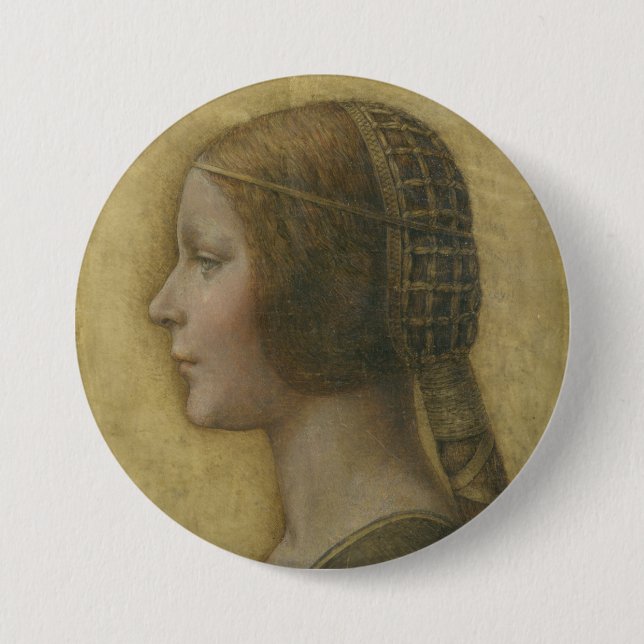 Die schöne Prinzessin (von Leonardo da Vinci) Button (Vorderseite)