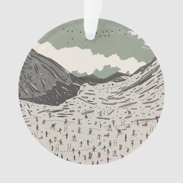 Die schöne Winter-Skilandschaft Ornament (Vorderseite)