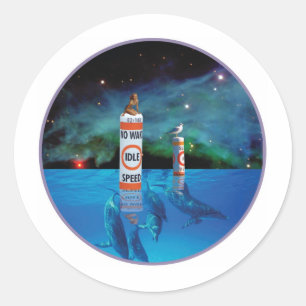 Die Schönheit badend, die auf keinem sitzt, wecken Runder Aufkleber